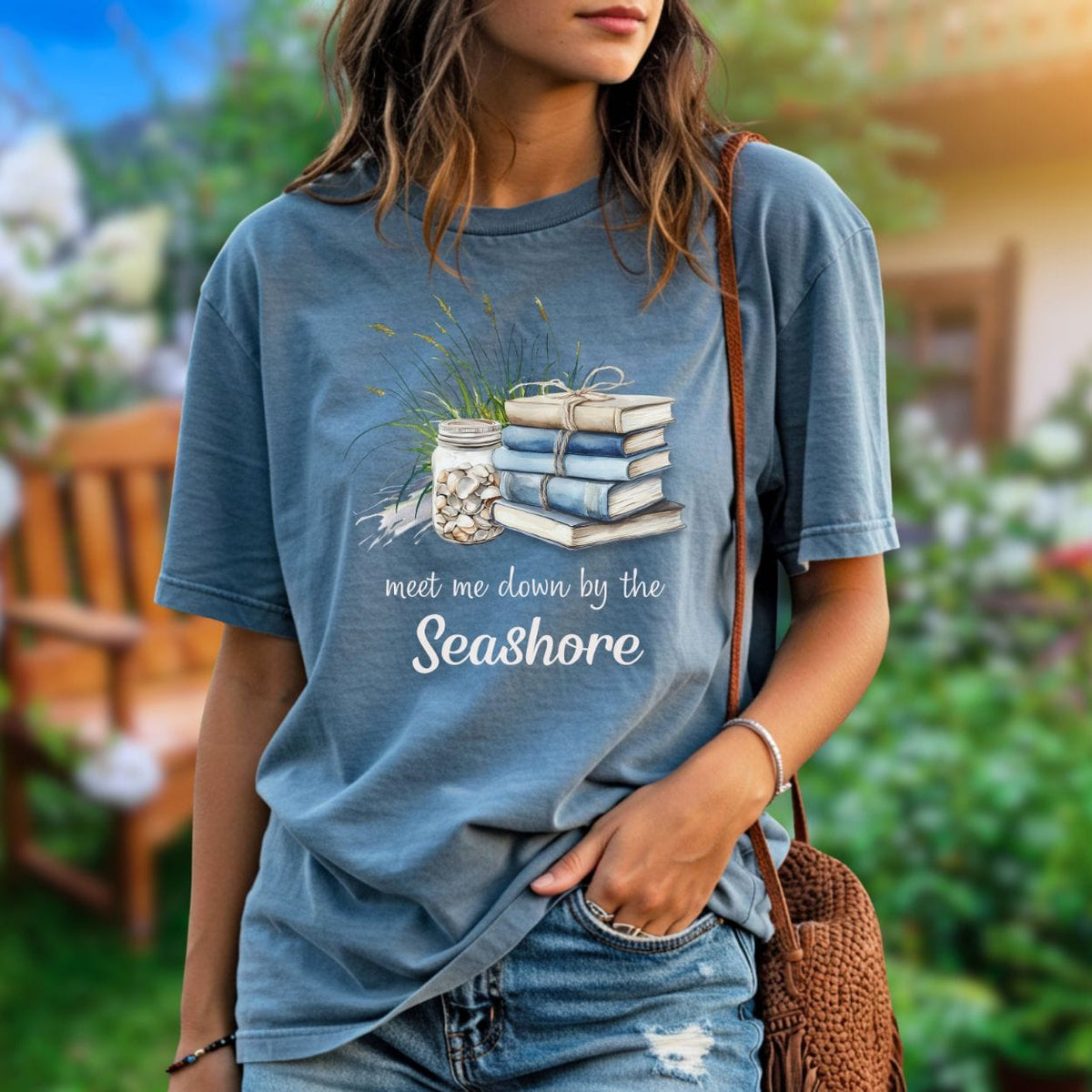 Meet Me Down By the Seashore Beach Book T-Shirt