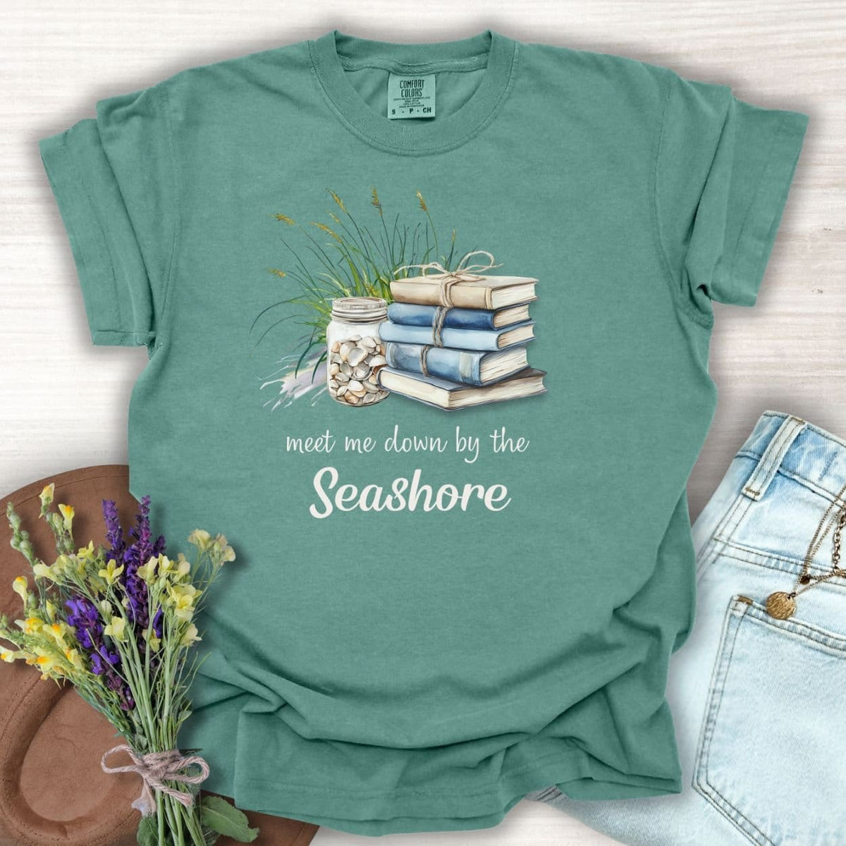 Meet Me Down By the Seashore Beach Book T-Shirt