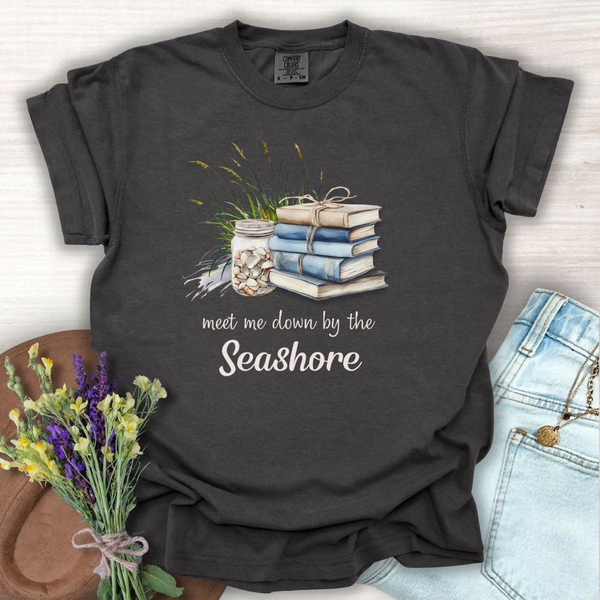 Meet Me Down By the Seashore Beach Book T-Shirt