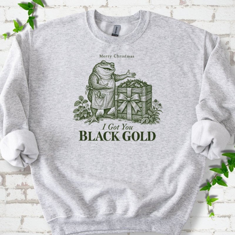Merry Christmas Toad Black Gold Gift Sweatshirt in Ash – PlotlyGarden