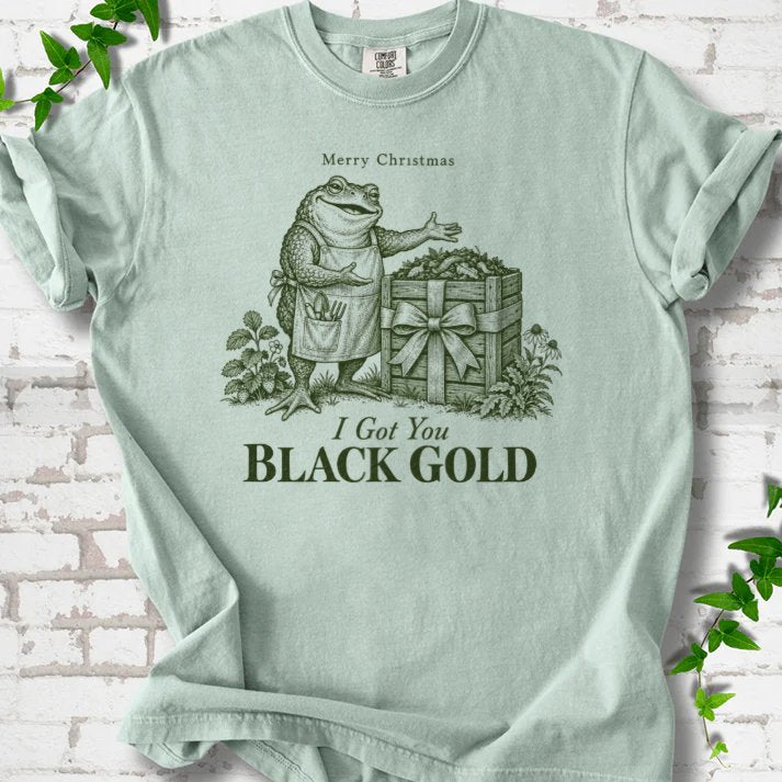 Merry Christmas Toad Black Gold Gift T-Shirt in Bay – PlotlyGarden