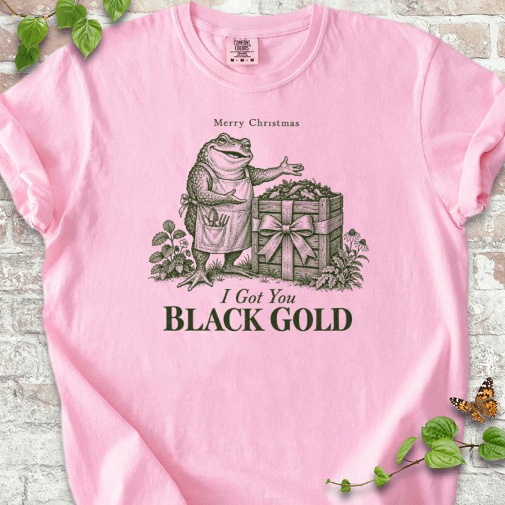 Merry Christmas Toad Black Gold Gift T-Shirt in Blossom – PlotlyGarden