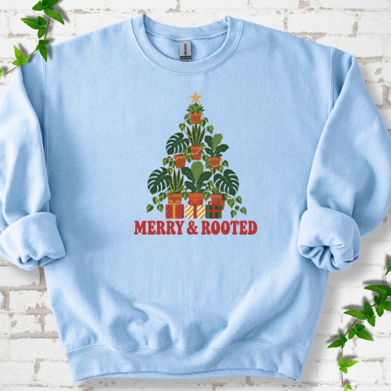 Merry & Rooted Sweatshirt in Light Blue – PlotlyGarden