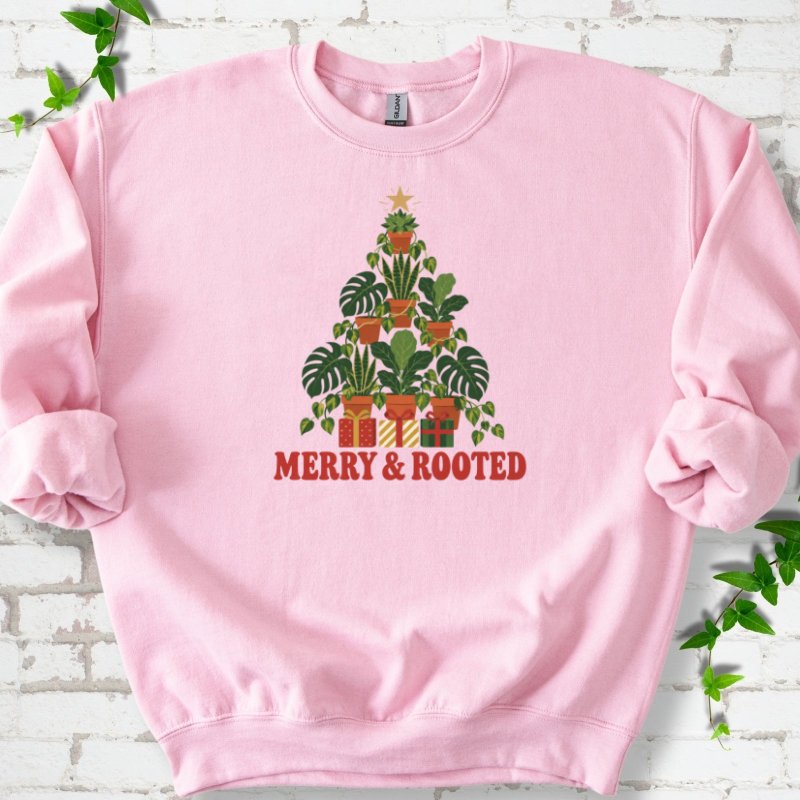 Merry & Rooted Sweatshirt in Light Pink – PlotlyGarden