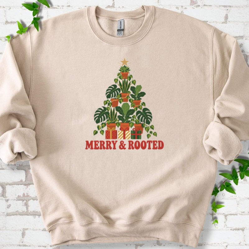 Merry & Rooted Sweatshirt in Sand – PlotlyGarden