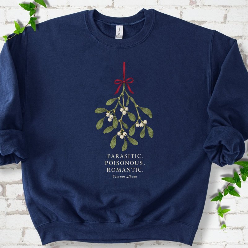 Mistletoe Herbarium With Red Ribbon Sweatshirt in Navy – PlotlyGarden