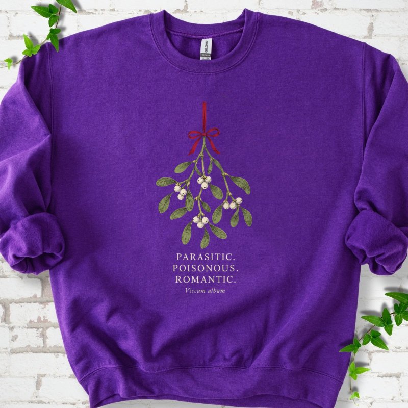 Mistletoe Herbarium With Red Ribbon Sweatshirt in Purple – PlotlyGarden