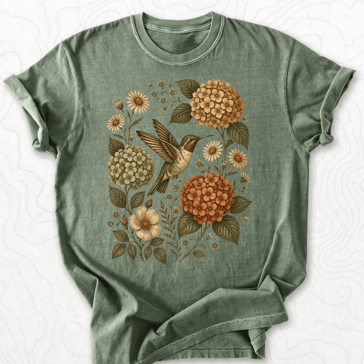 Vintage Hummingbird Floral T-shirt