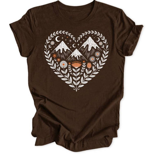 Mountain Flowers Heart Unisex T-Shirt