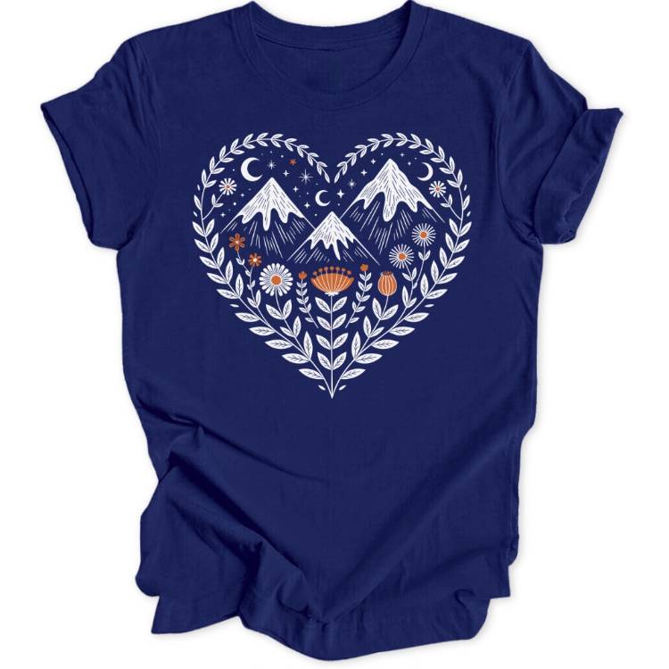 Mountain Flowers Heart Unisex T-Shirt