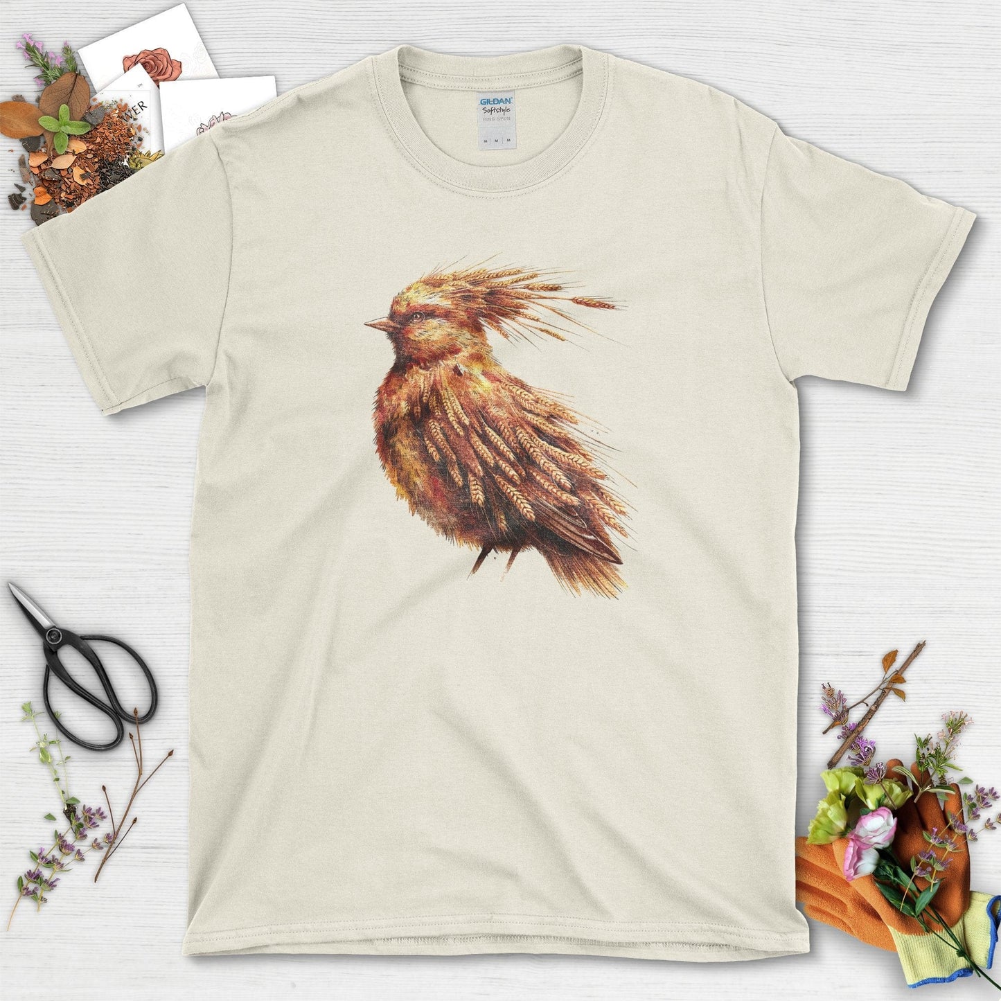 Nature-Inspired Bird Art T-Shirt