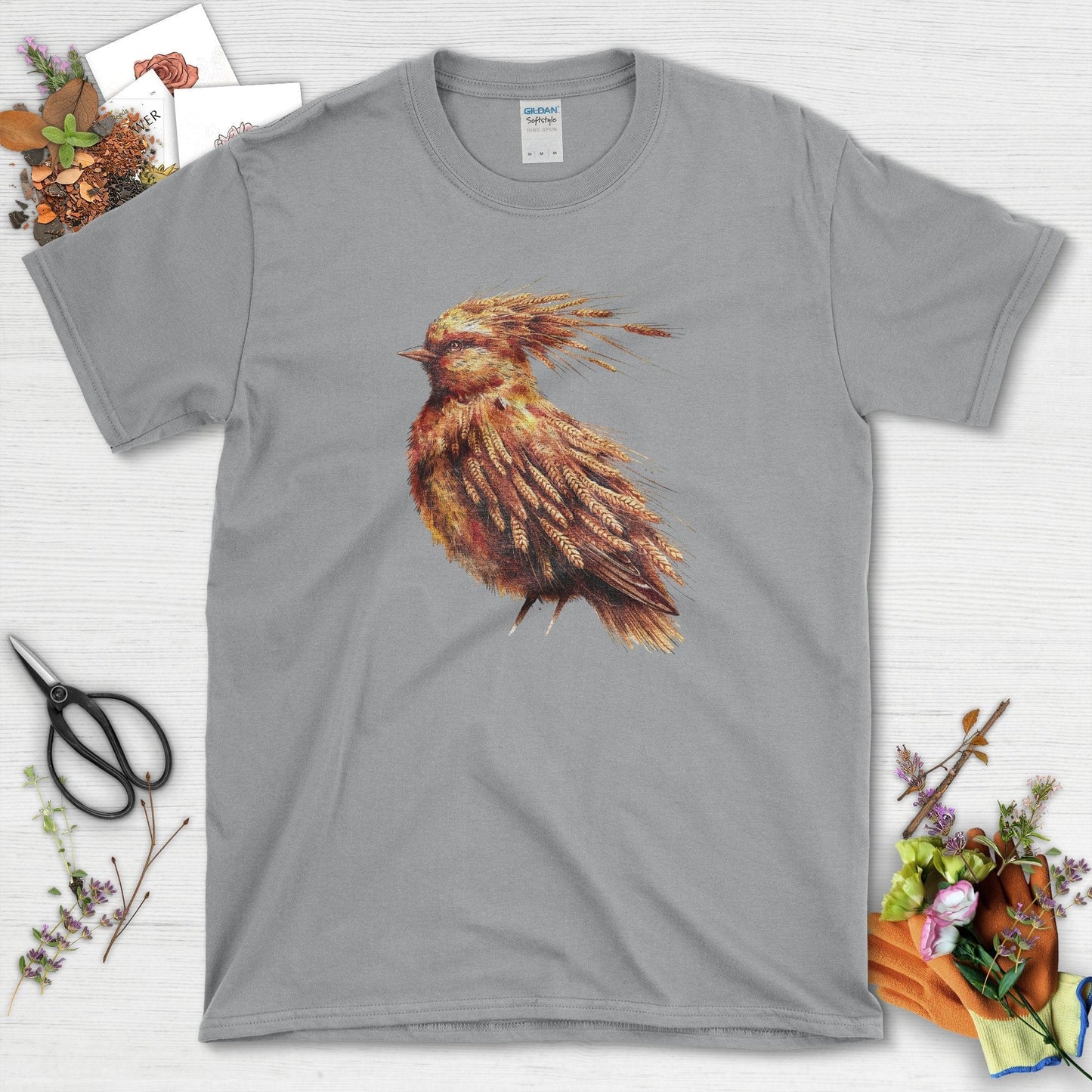 Nature-Inspired Bird Art T-Shirt