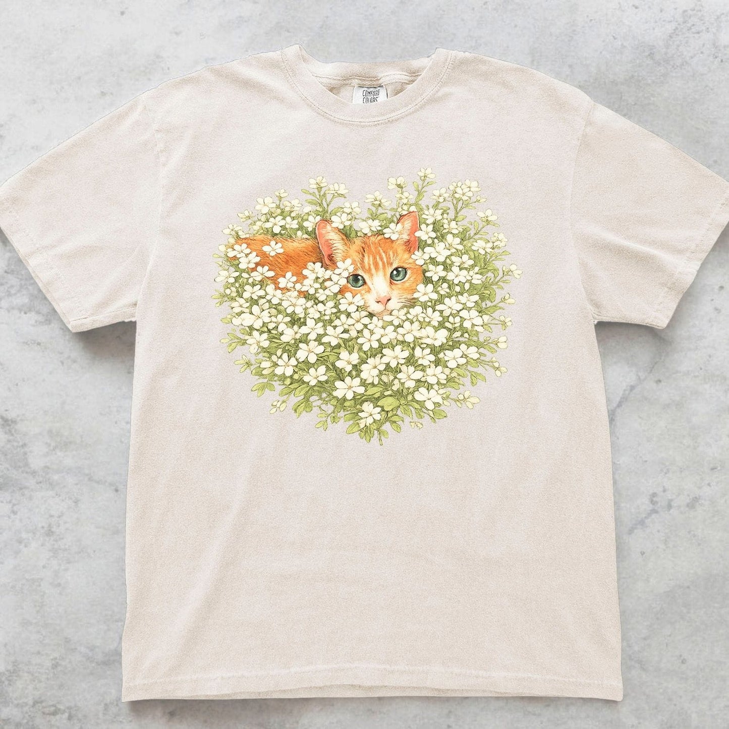 Orange Cat Wildflower T-Shirt
