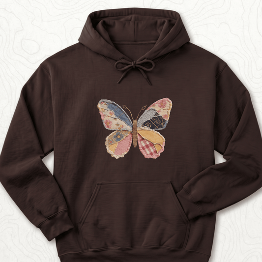 Faux Patchwork Butterfly Hoodie