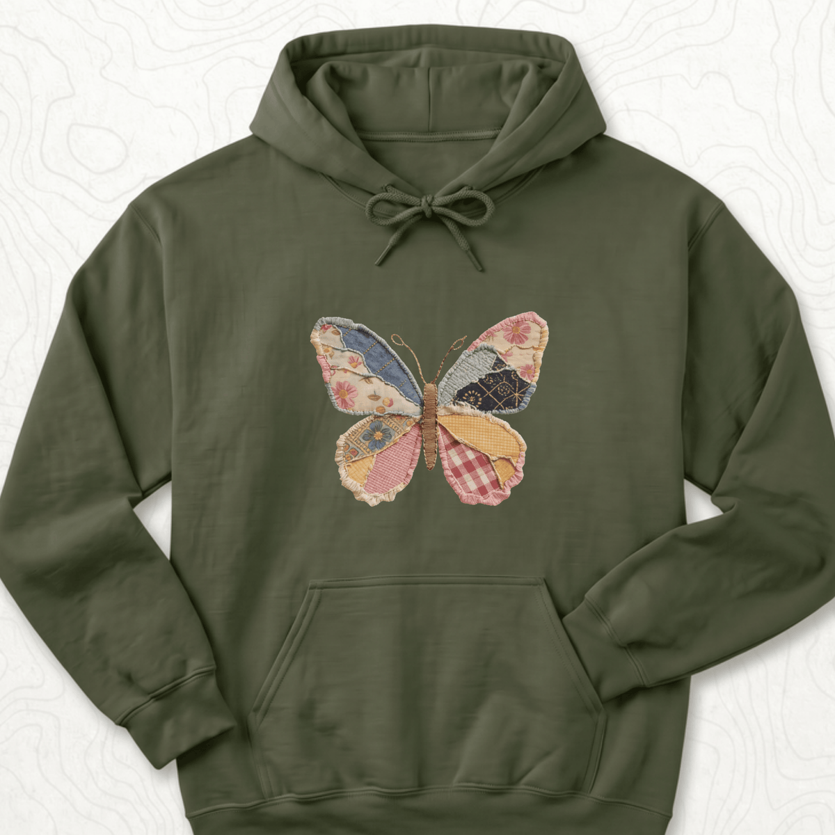 Faux Patchwork Butterfly Hoodie