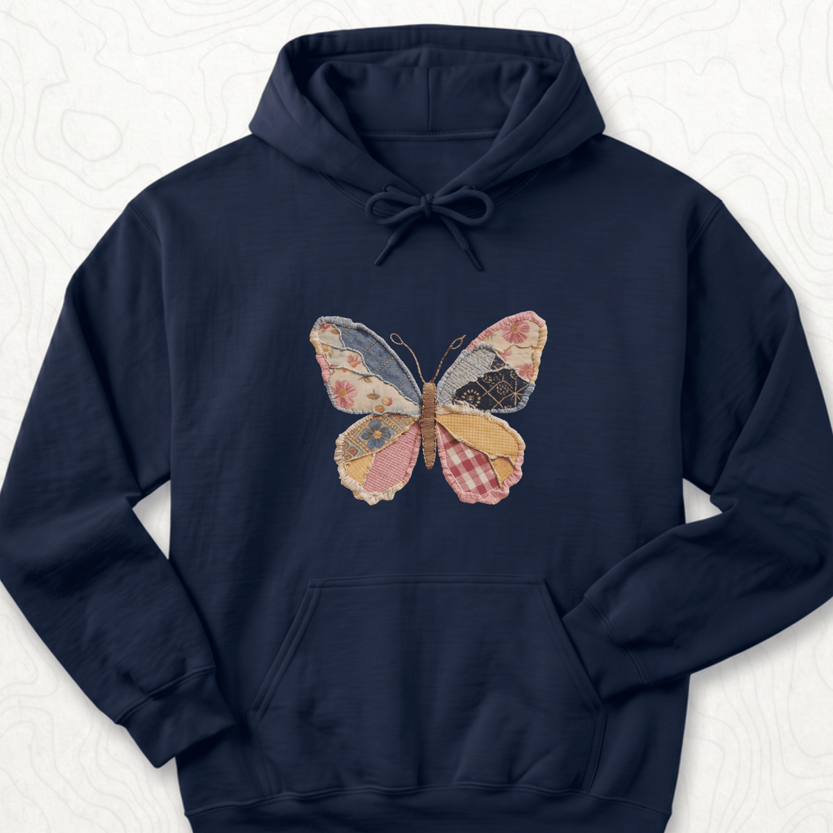 Faux Patchwork Butterfly Hoodie