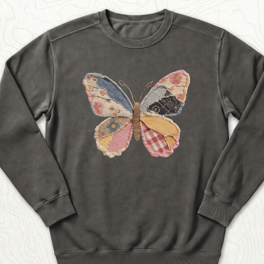 Faux Patchwork Butterfly Sweatshirt