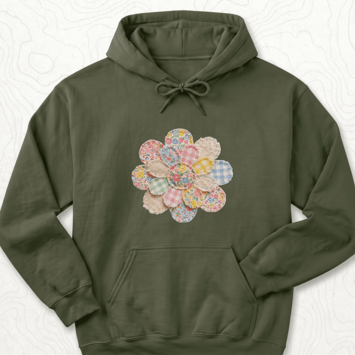 Faux Patchwork Flower Hoodie