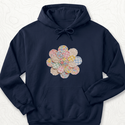 Faux Patchwork Flower Hoodie