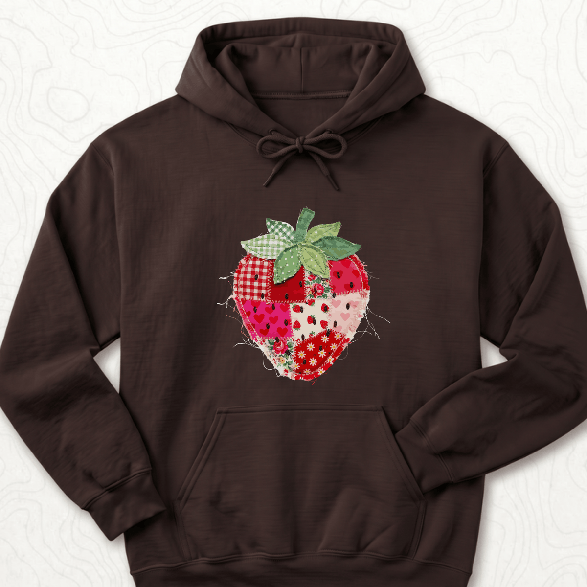 Faux Patchwork Strawberry Hoodie