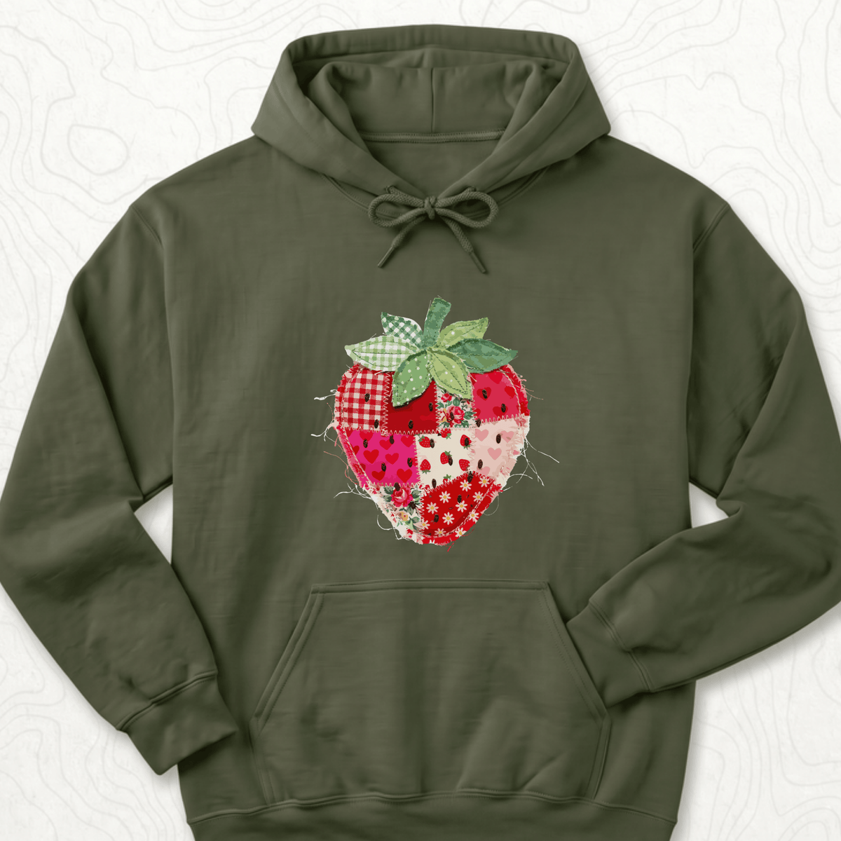Faux Patchwork Strawberry Hoodie