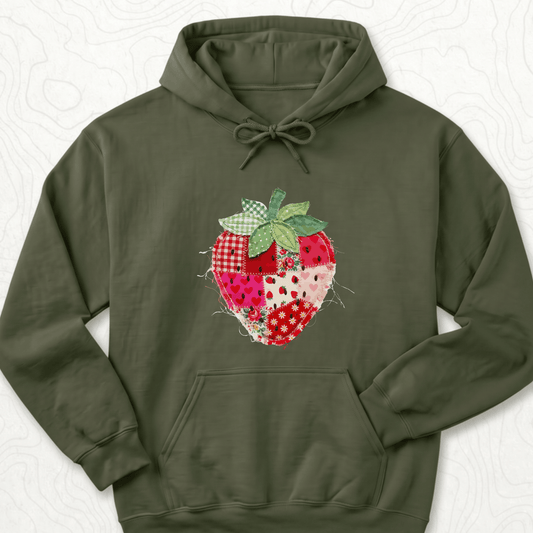 Faux Patchwork Strawberry Hoodie