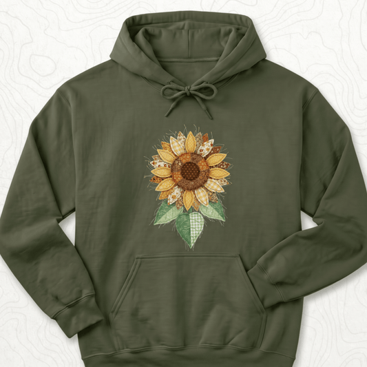Faux Patchwork Sunflower Hoodie