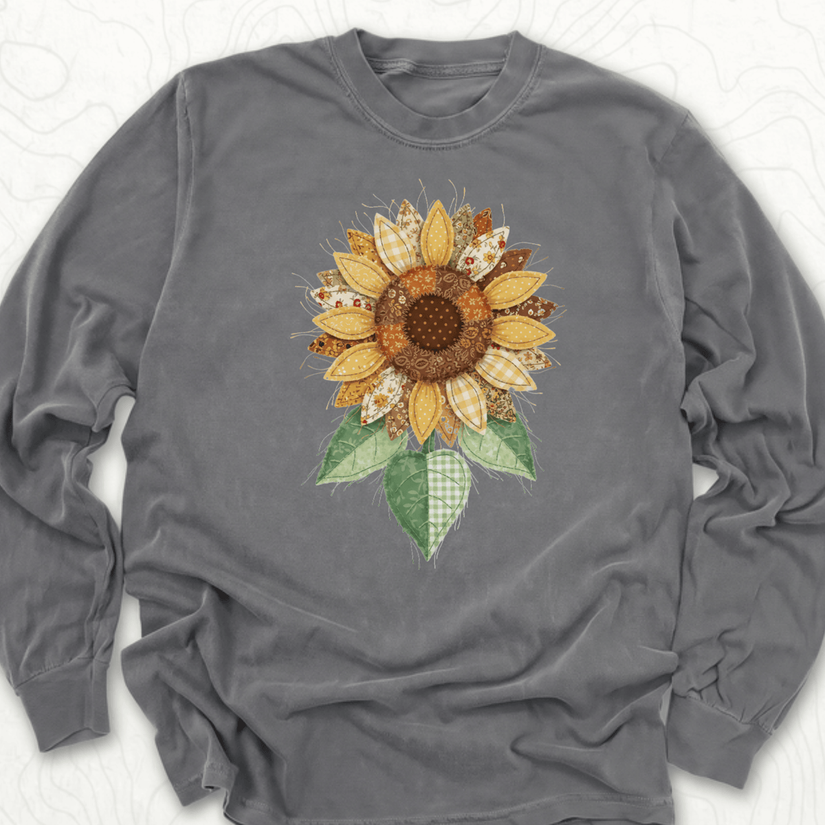 Faux Patchwork Sunflower LS T-shirt