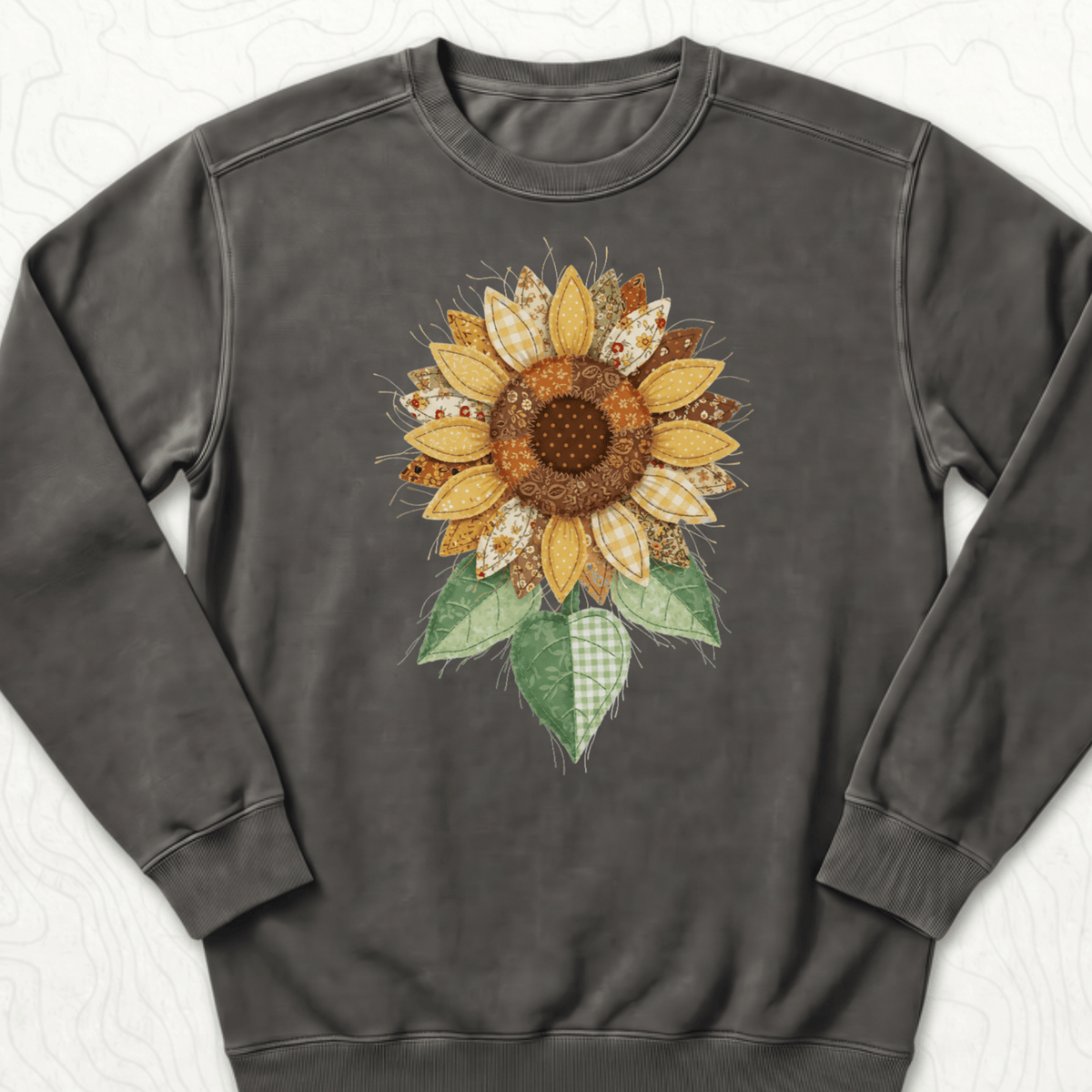Faux Patchwork Sunflower Sweatshirt