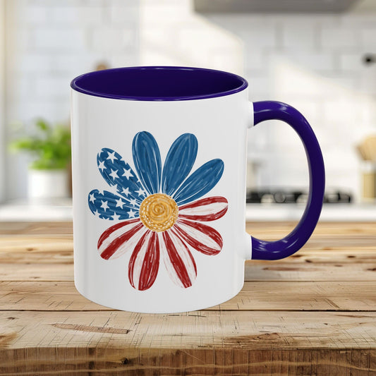 Patriotic American Flag Daisy Mug (11/15oz)