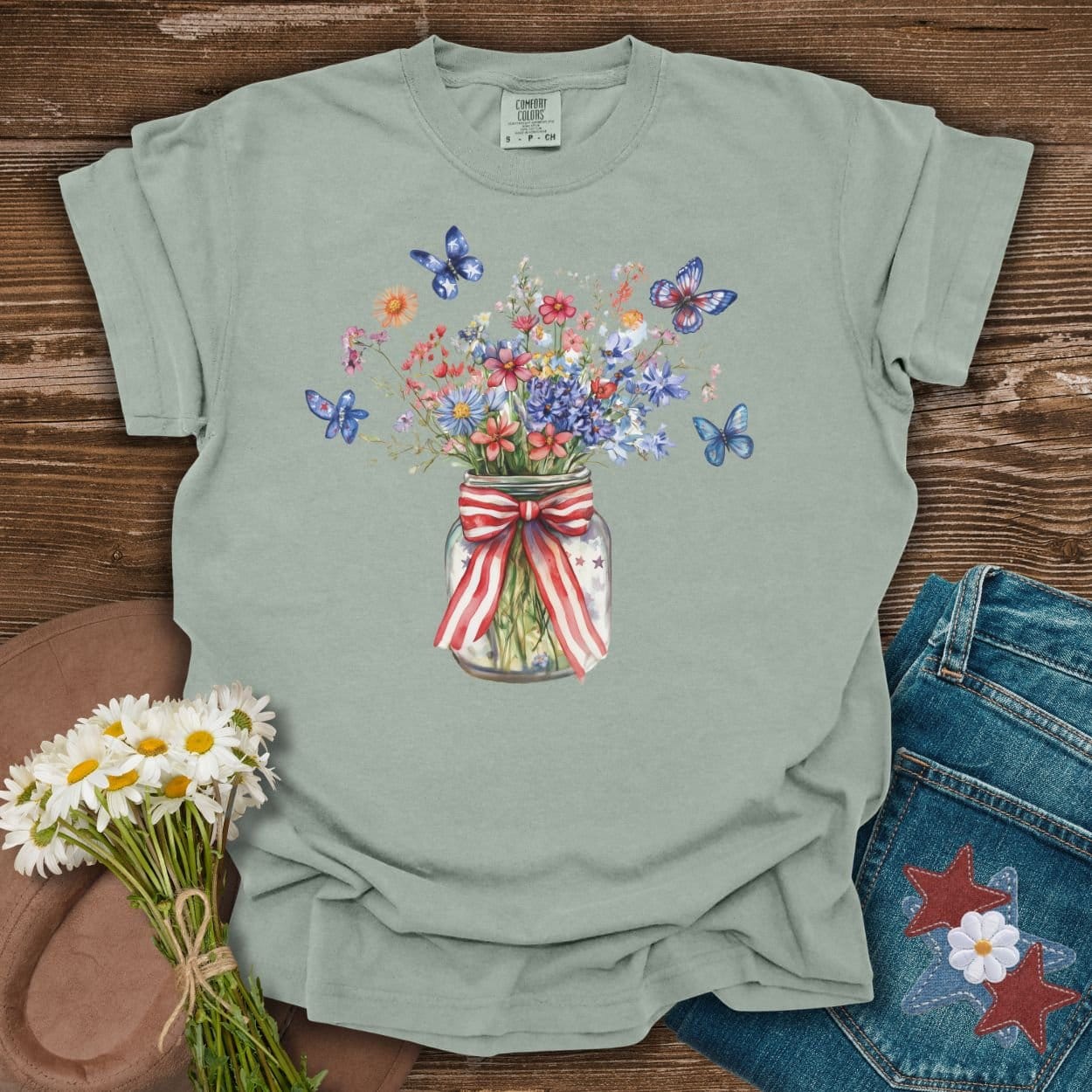 Patriotic Blooms & Butterflies T-Shirt