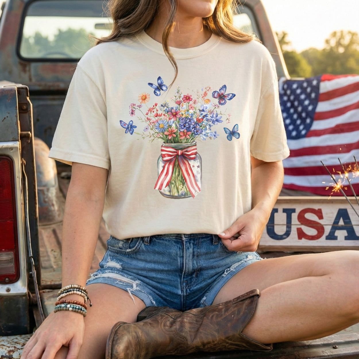 Patriotic Blooms & Butterflies T-Shirt
