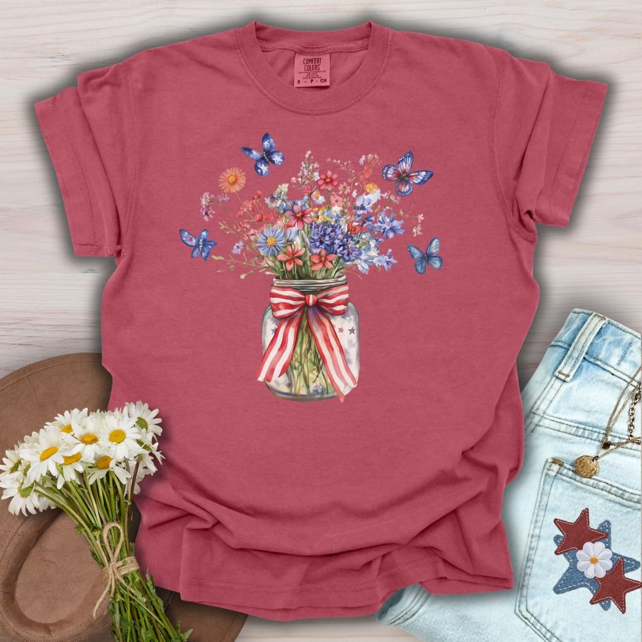 Patriotic Blooms & Butterflies T-Shirt