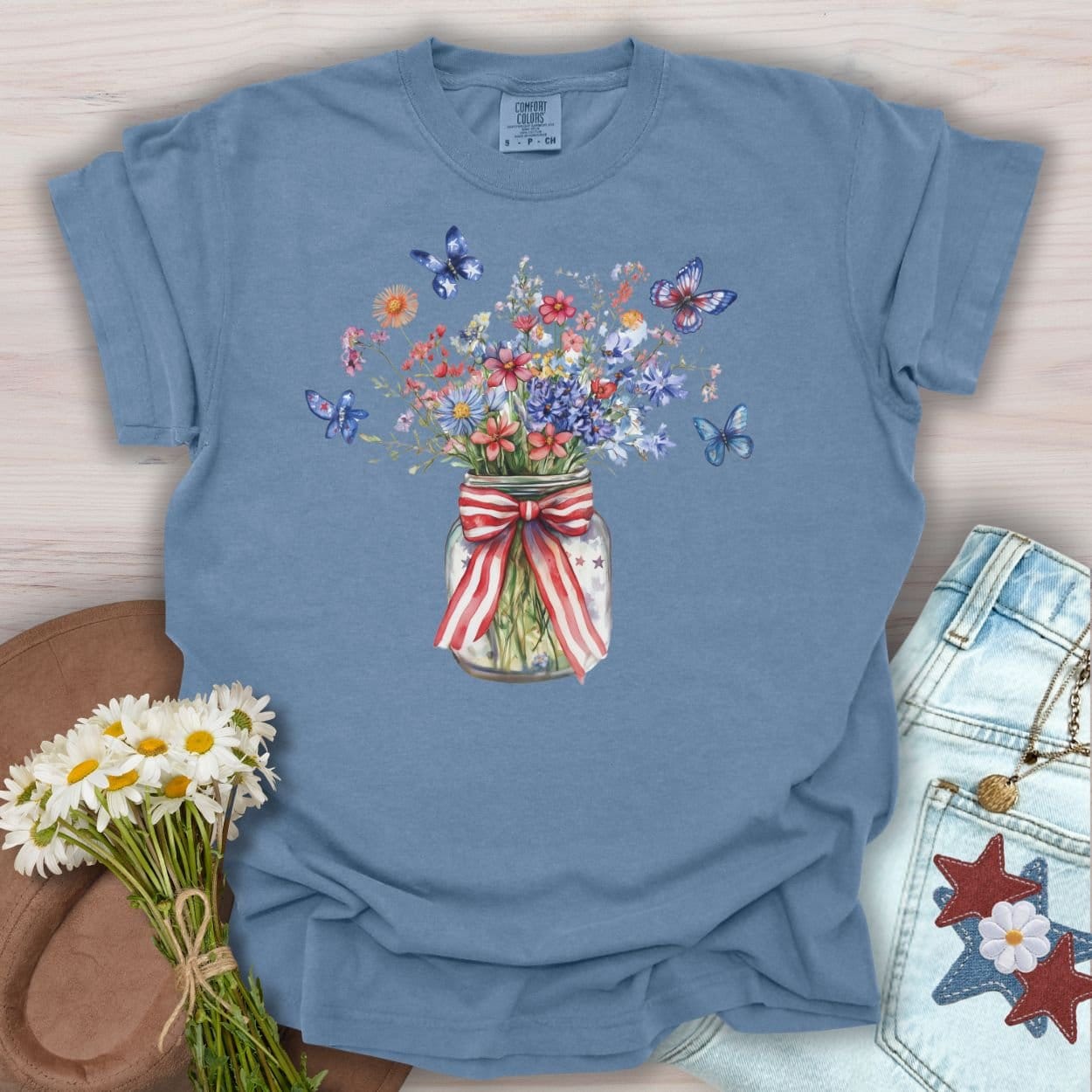 Patriotic Blooms & Butterflies T-Shirt