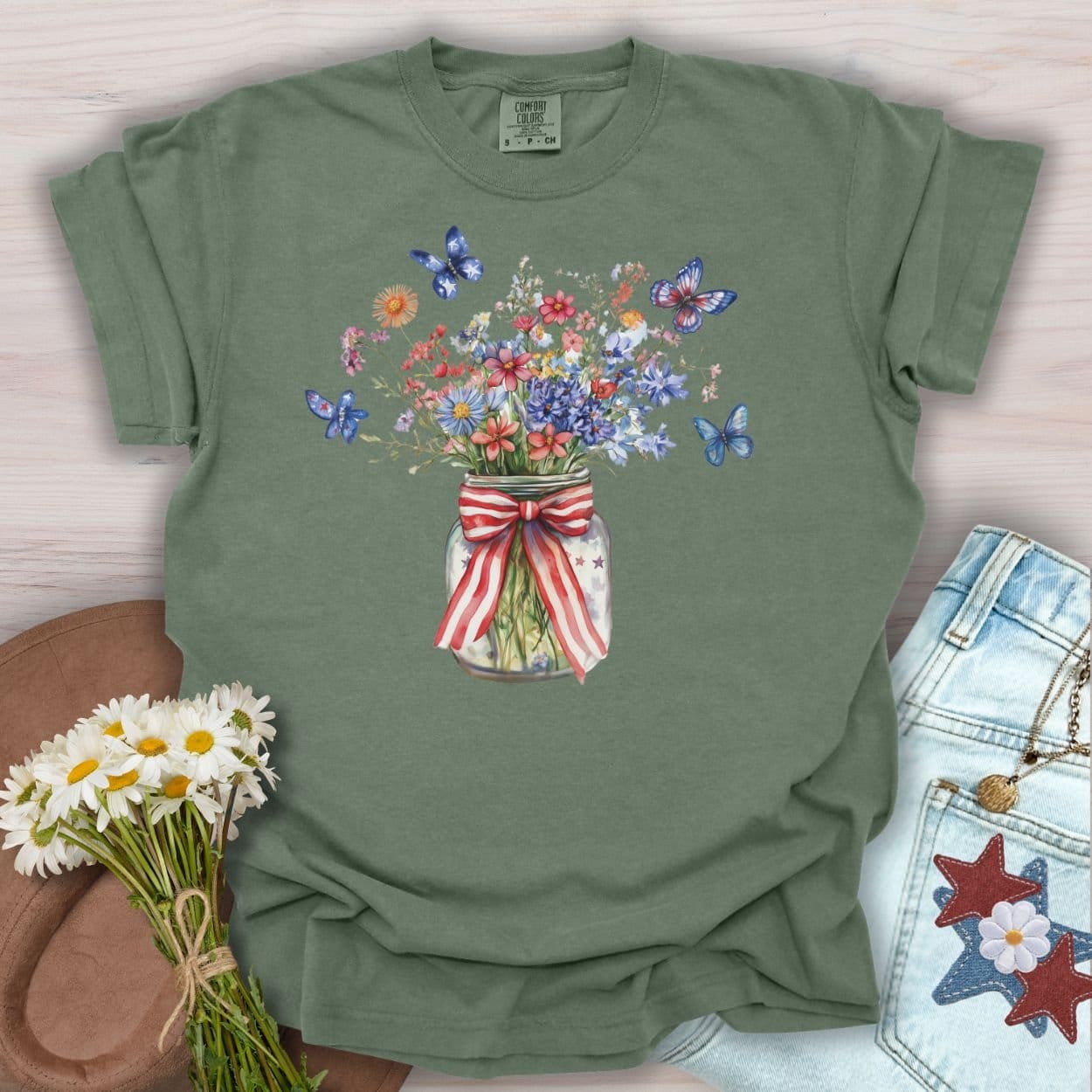Patriotic Blooms & Butterflies T-Shirt