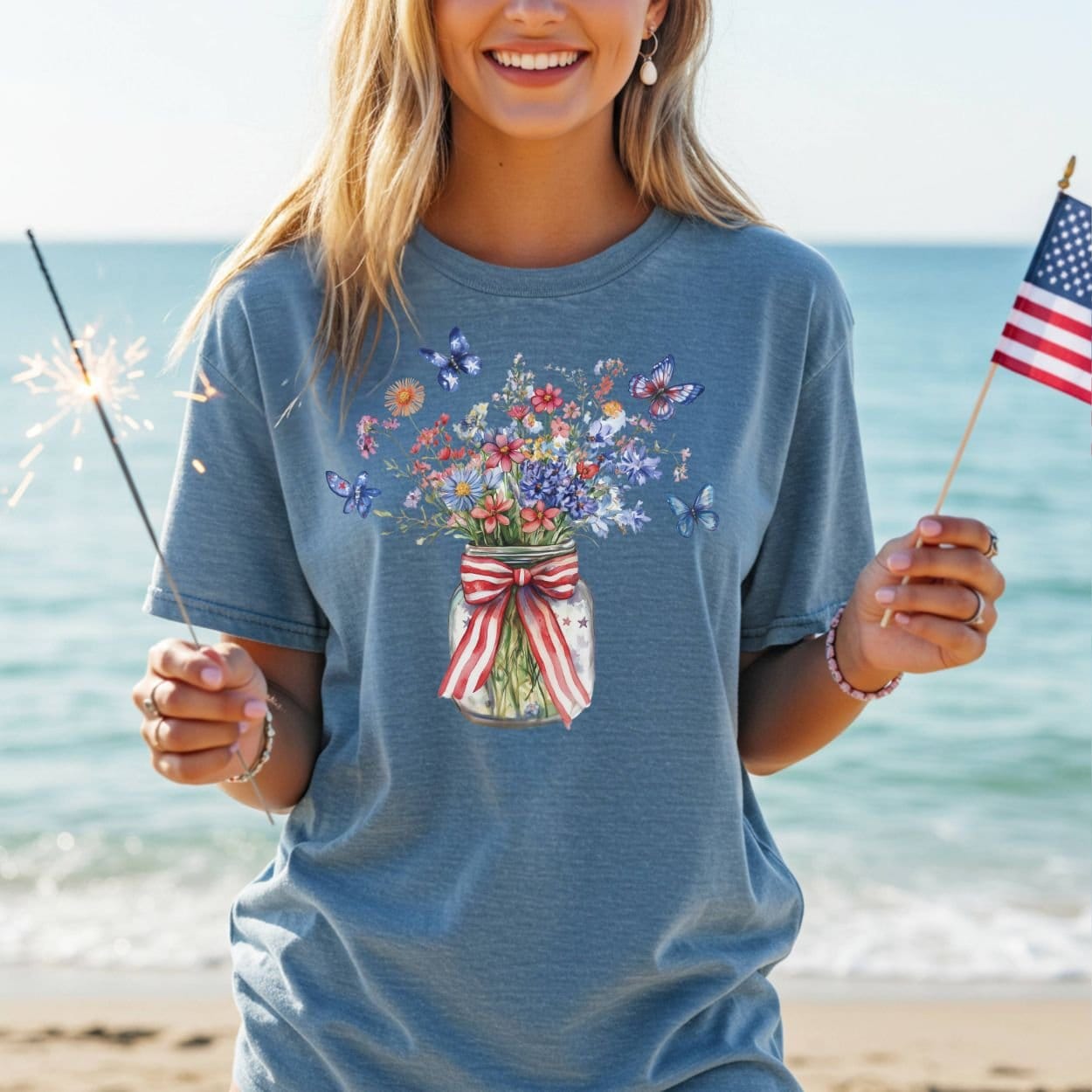 Patriotic Blooms & Butterflies T-Shirt