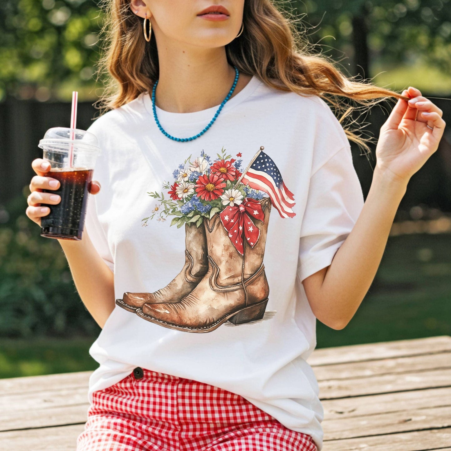 Patriotic Cowboy Boots & Blooms T-Shirt