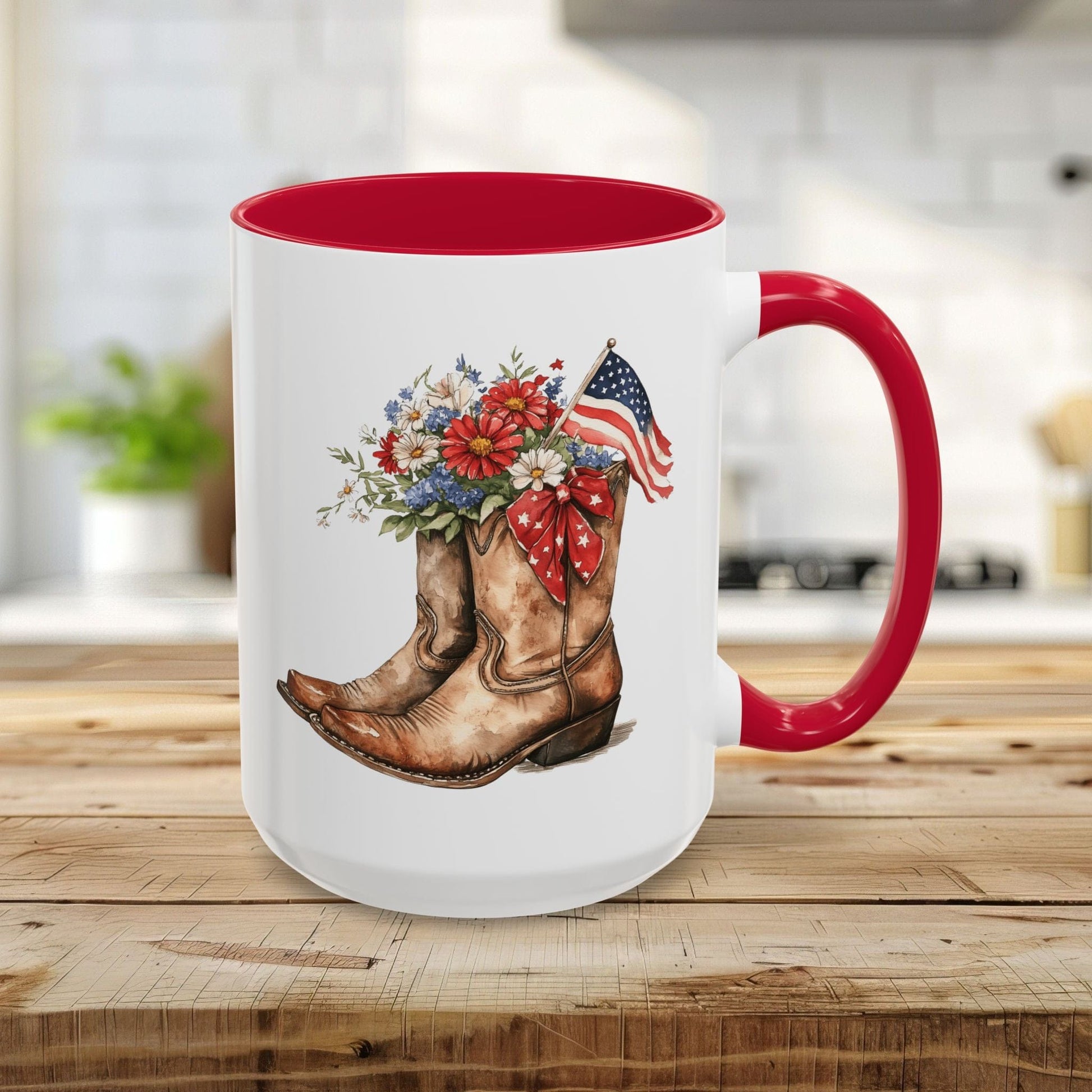 Patriotic Floral Cowboy Boots Mug (11/15oz)