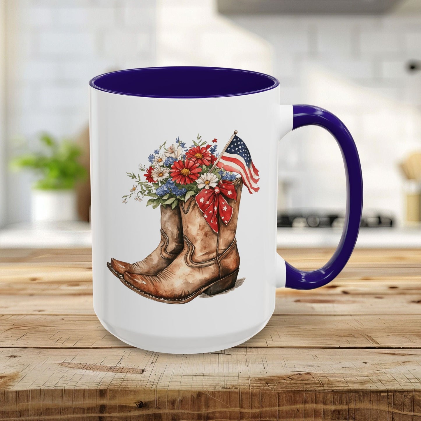 Patriotic Floral Cowboy Boots Mug (11/15oz)