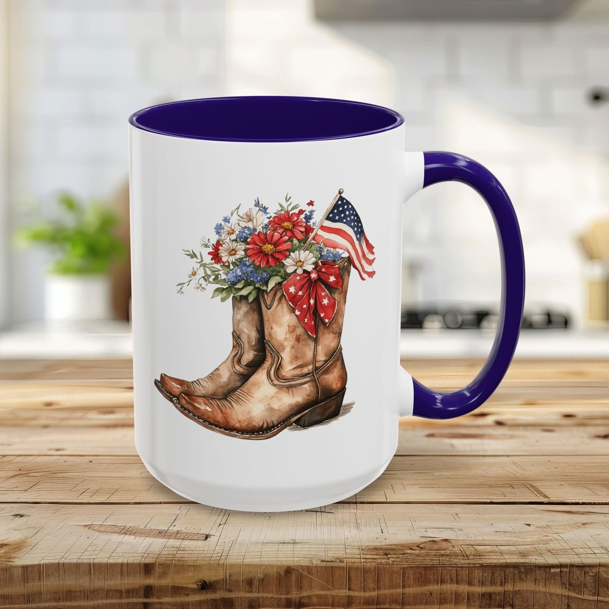 Patriotic Floral Cowboy Boots Mug (11/15oz)