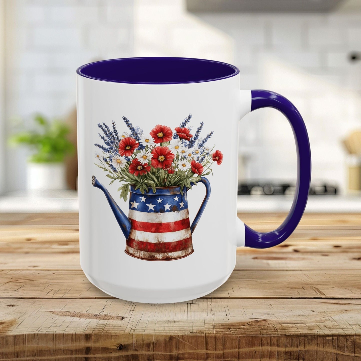 Patriotic Floral Watering Can Mug (11/15oz)