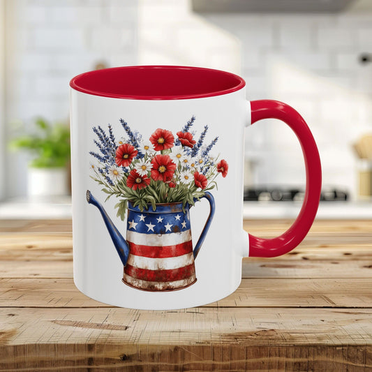 Patriotic Floral Watering Can Mug (11/15oz)