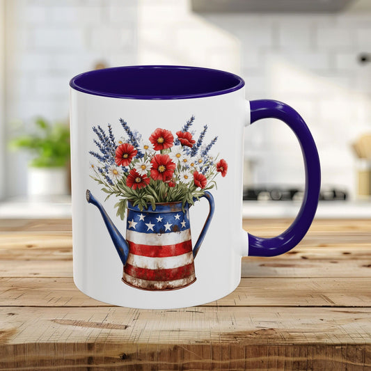Patriotic Floral Watering Can Mug (11/15oz)
