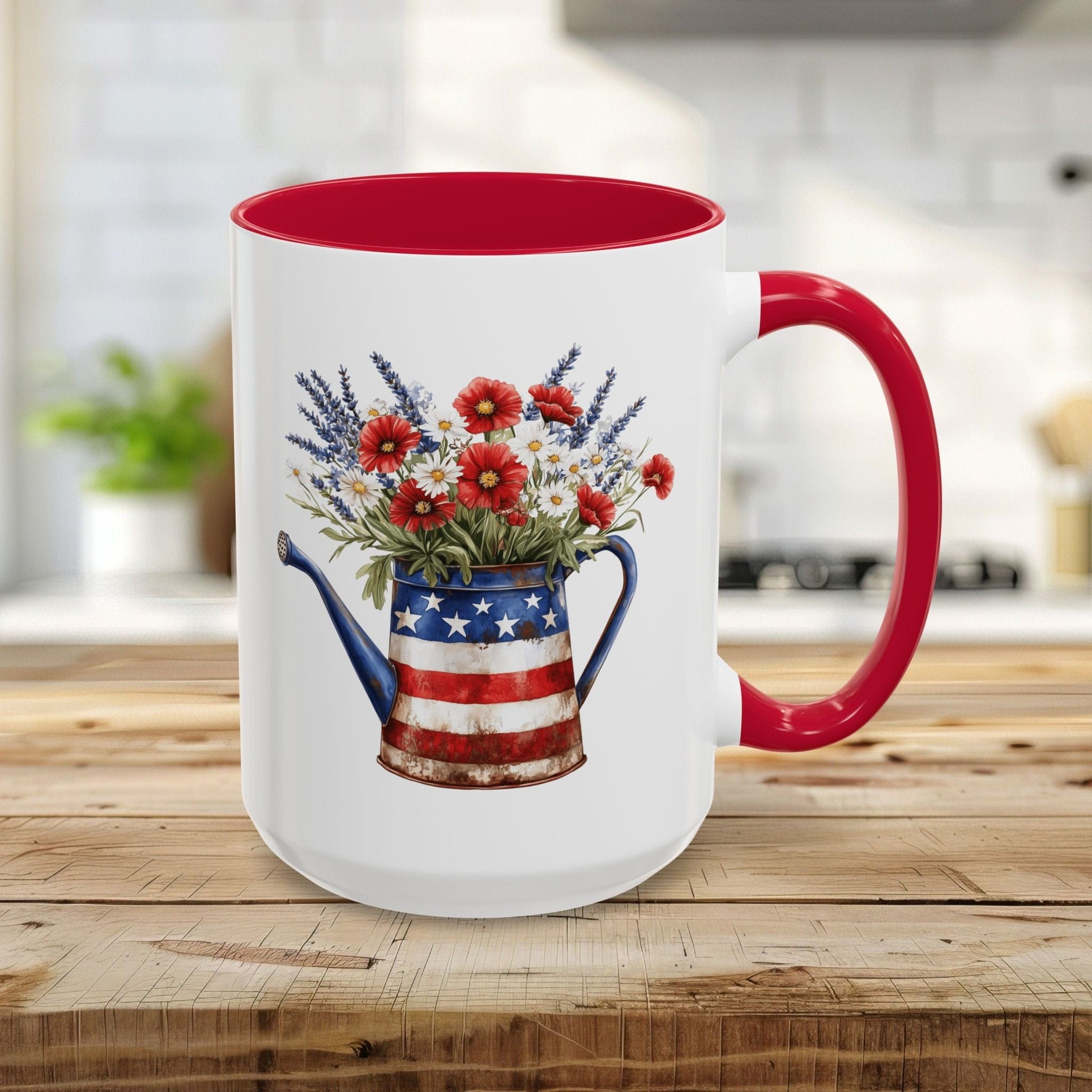 Patriotic Floral Watering Can Mug (11/15oz)
