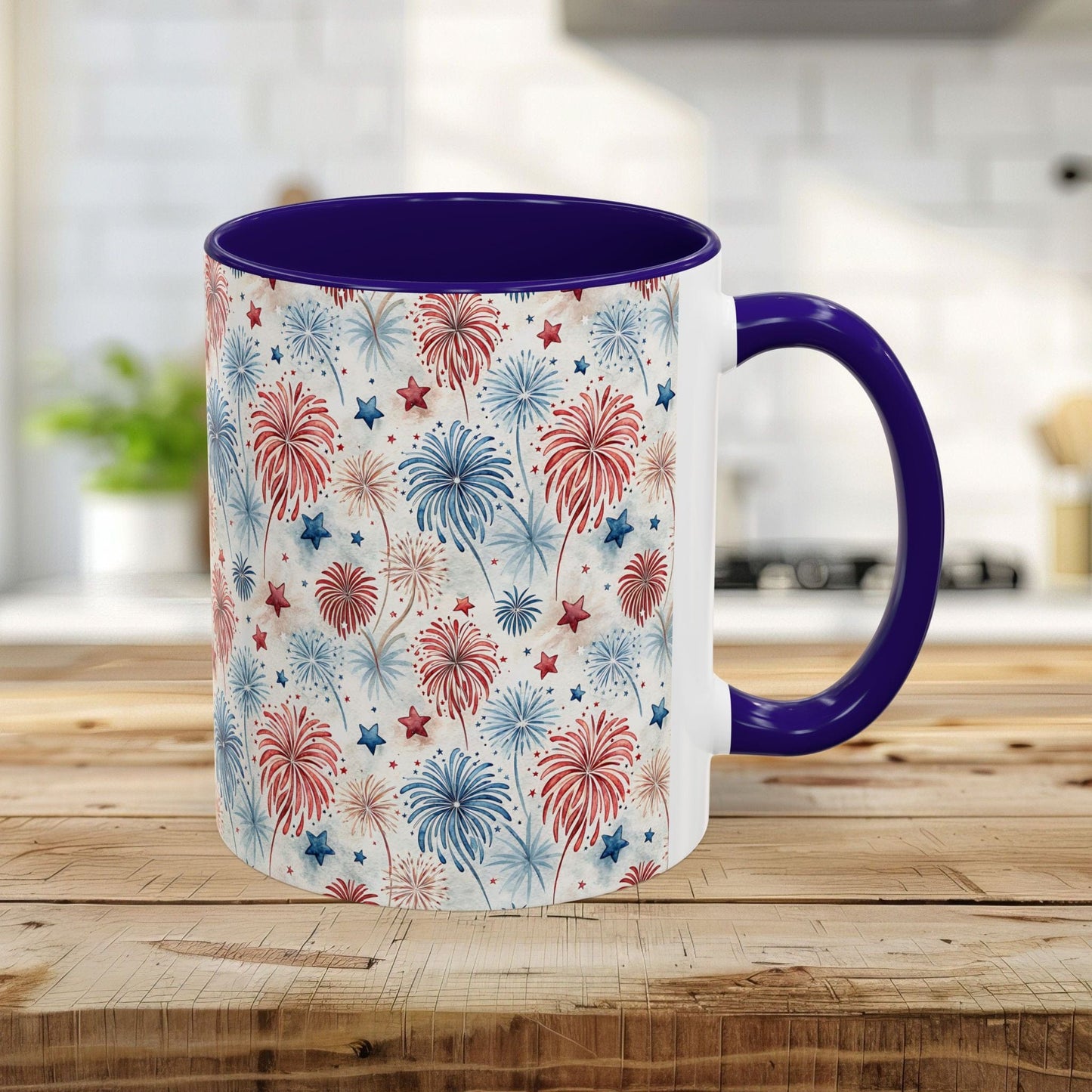 Patriotic Red & Blue Fireworks Mug (11/15oz)