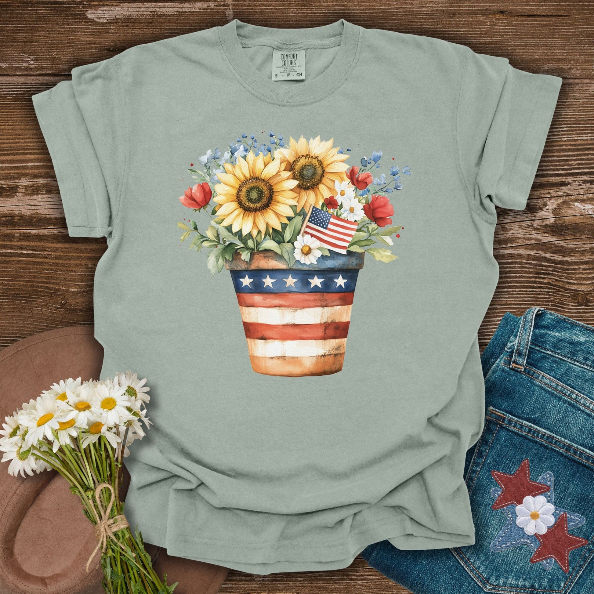 Patriotic Sunflower Bouquet T-Shirt