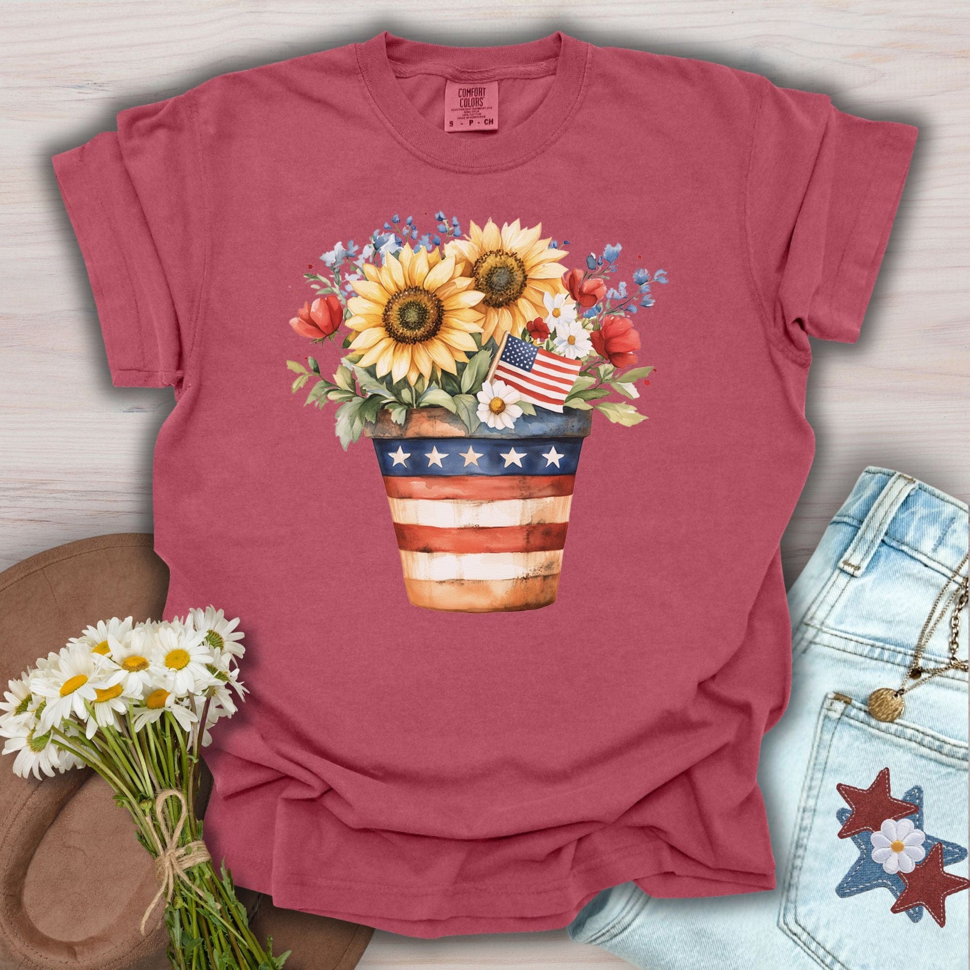 Patriotic Sunflower Bouquet T-Shirt