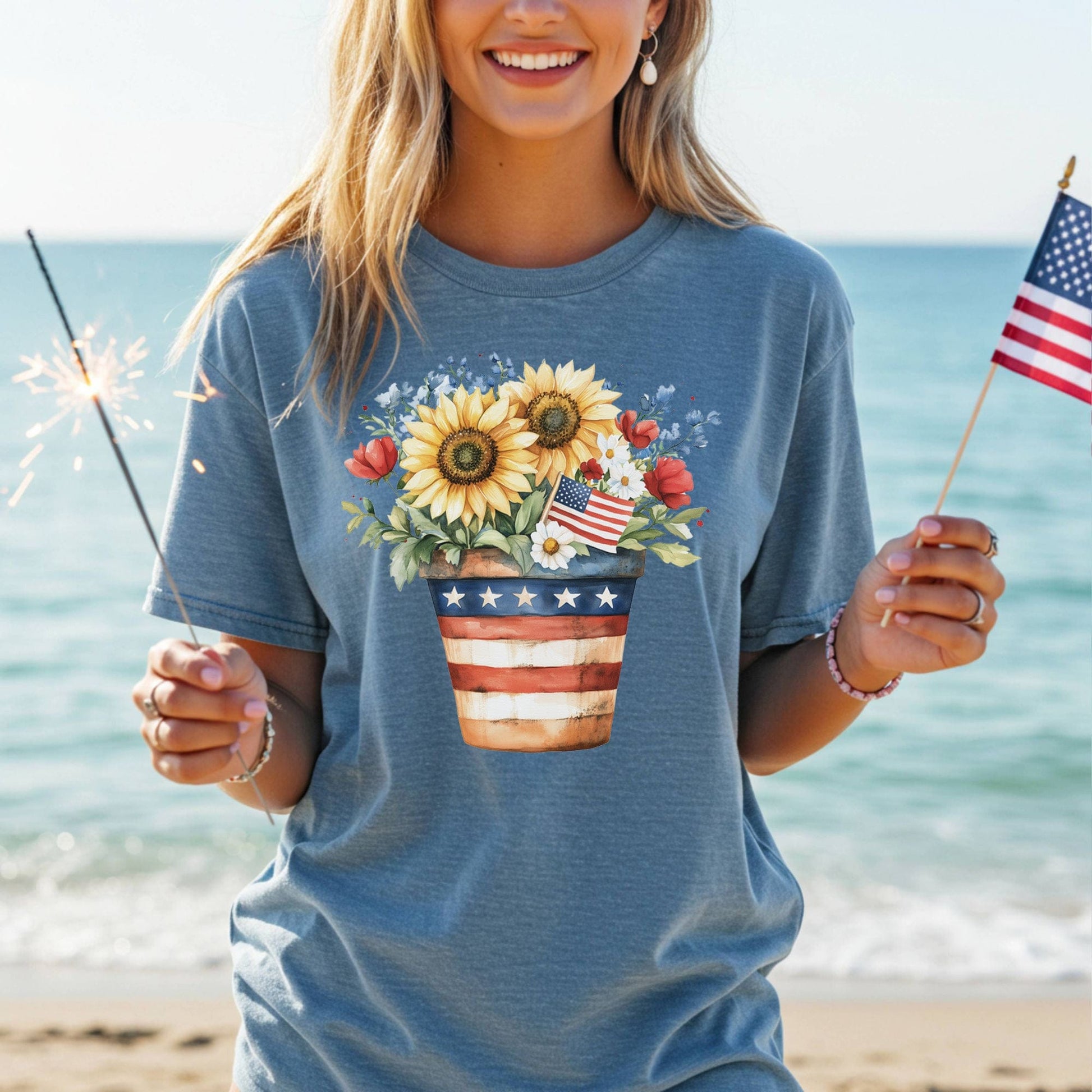 Patriotic Sunflower Bouquet T-Shirt