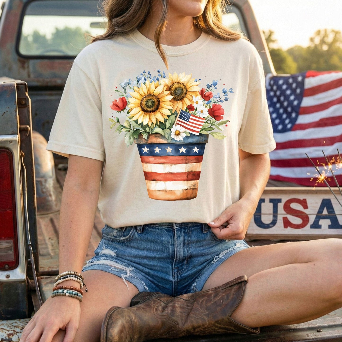 Patriotic Sunflower Bouquet T-Shirt