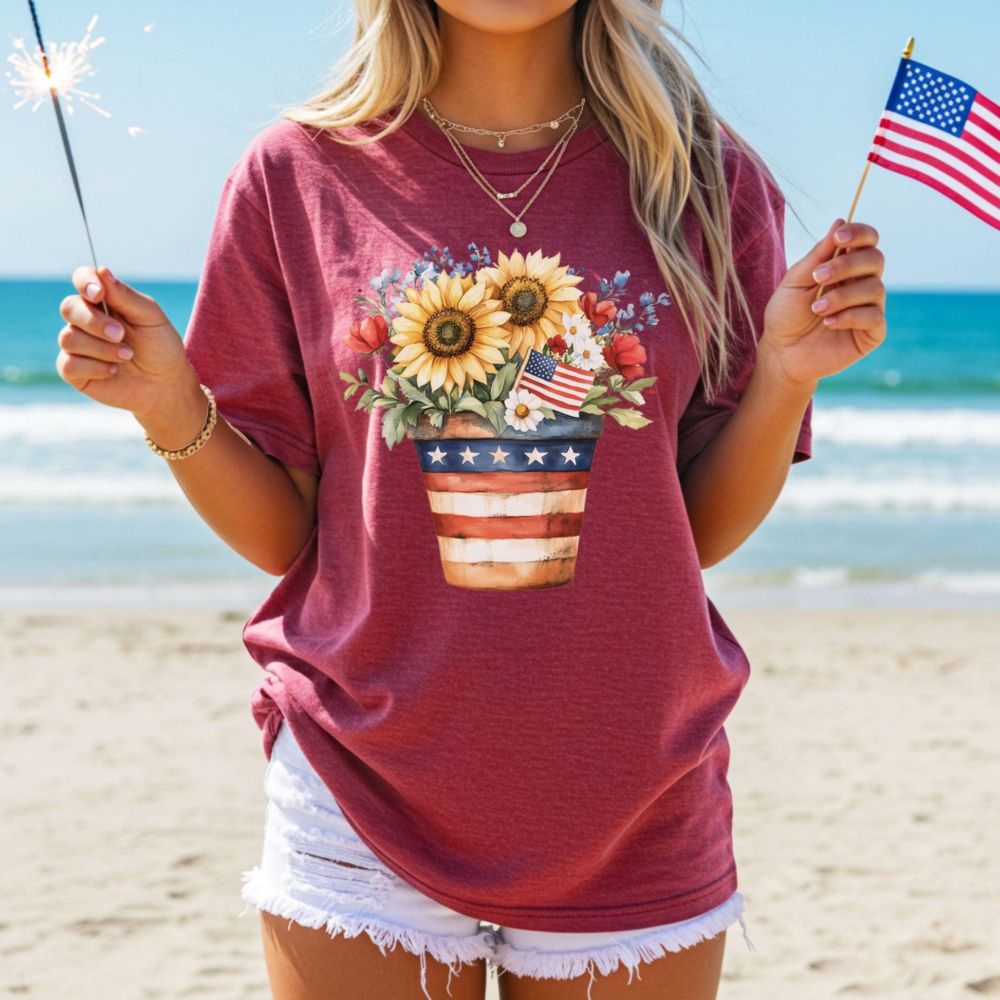 Patriotic Sunflower Bouquet T-Shirt